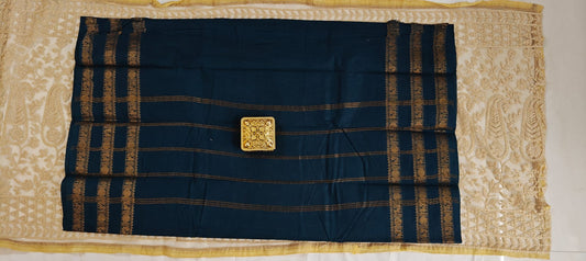 Classic peacock bluish green with Rich Zari Borders