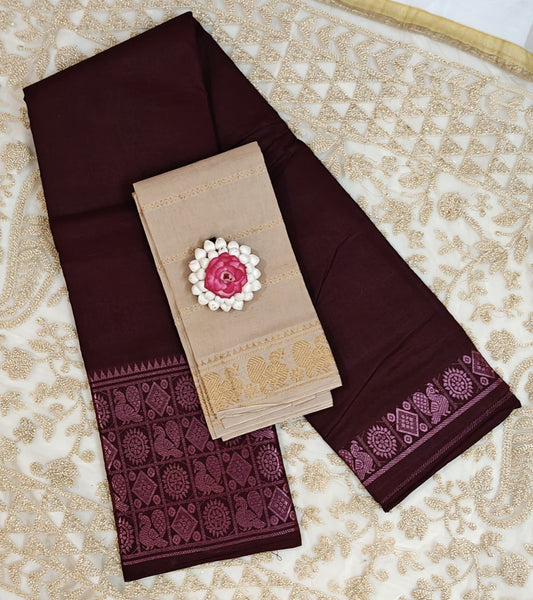 Plain pattern with pink zari border