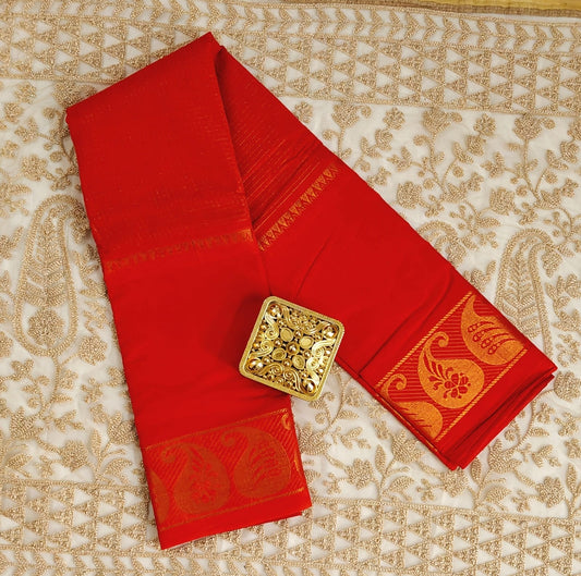 Classic Orange Cotton Saree