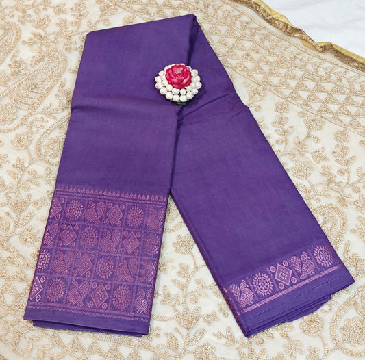 Plain pattern with pink zari border