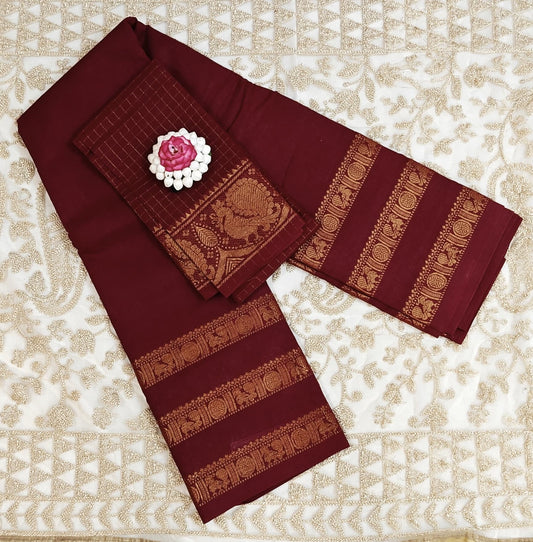 Maroon Majesty – Sungudi plain Saree
