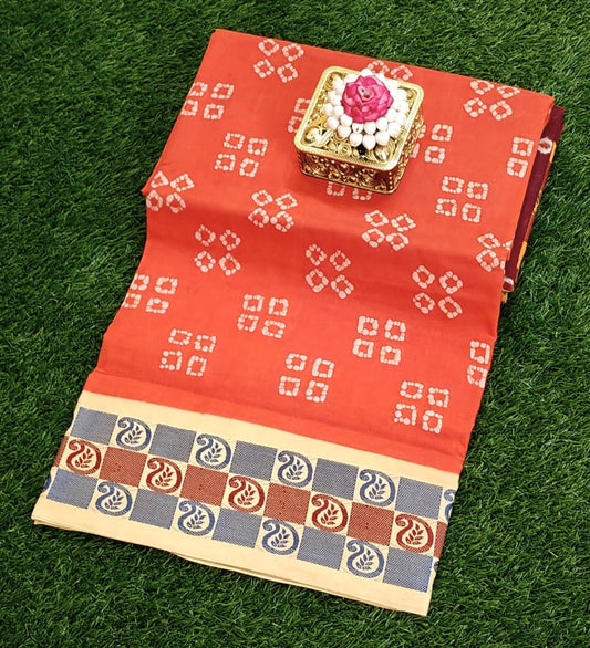 Threadwork border sungudi cotton saree