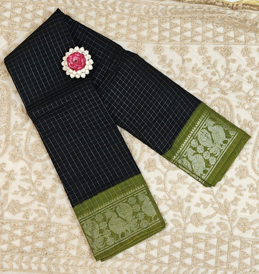 Sungudi silver zari kattam sarees