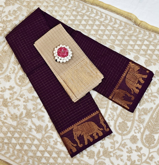Traditional zari kattam saree