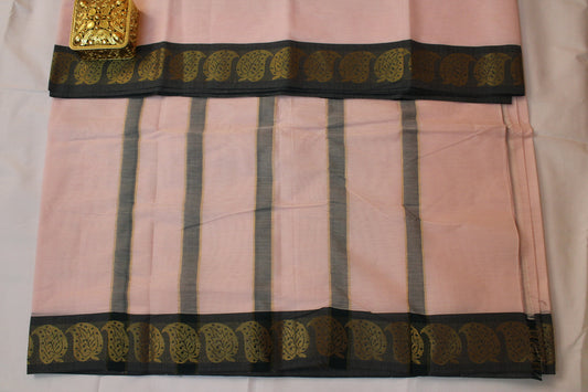 Blush Pink – Timeless Charm with Zari Paisley Border