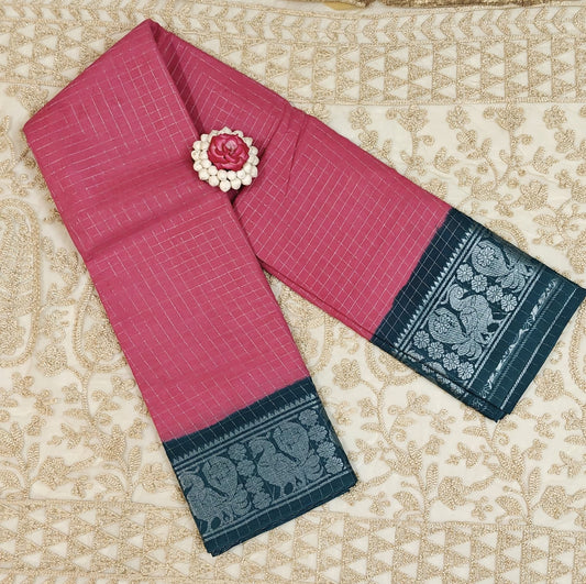 Silver zari kattam saree