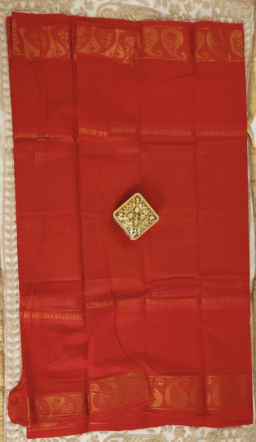 Classic Orange Cotton Saree