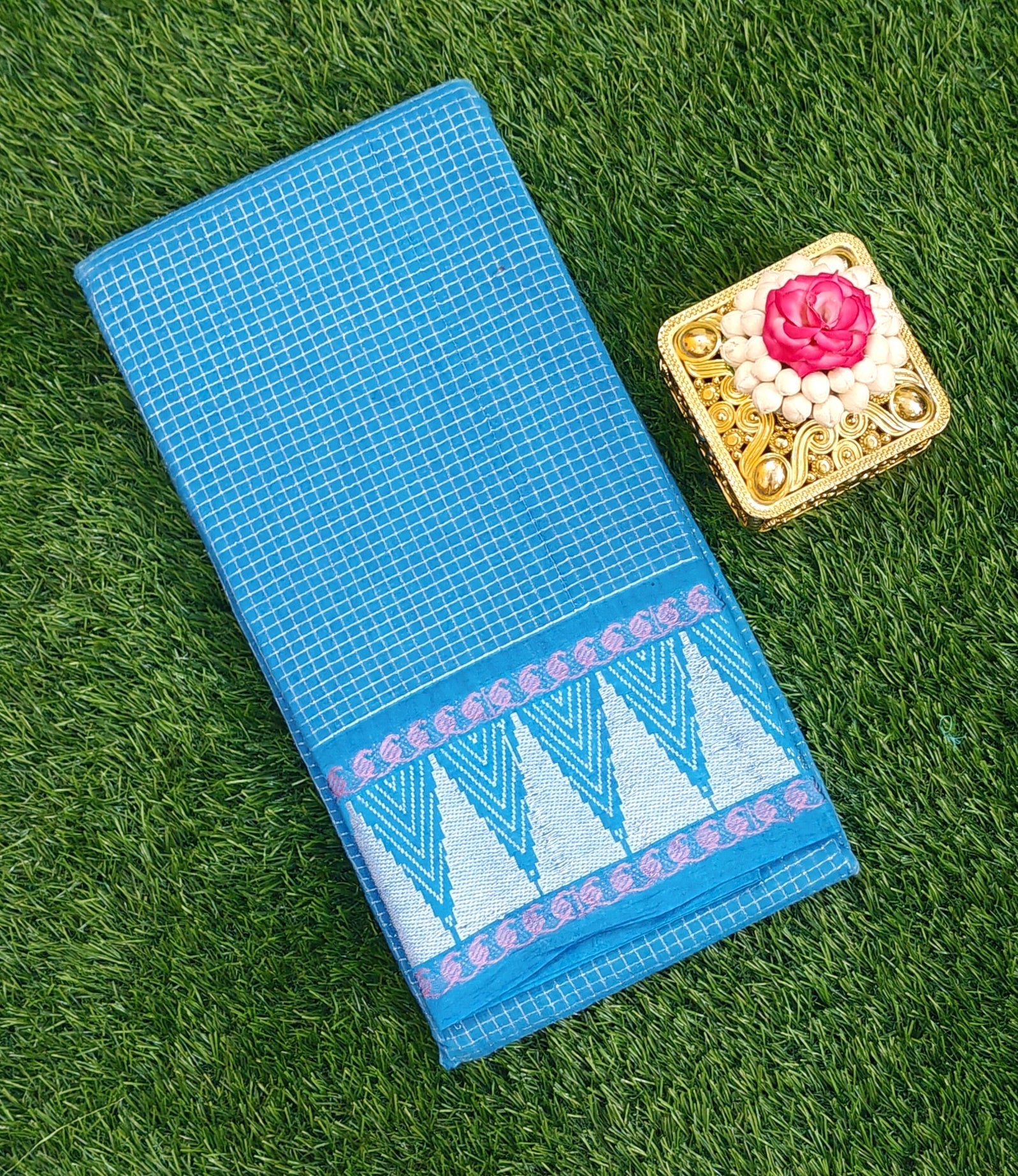 Silver Checked Zari Sarees