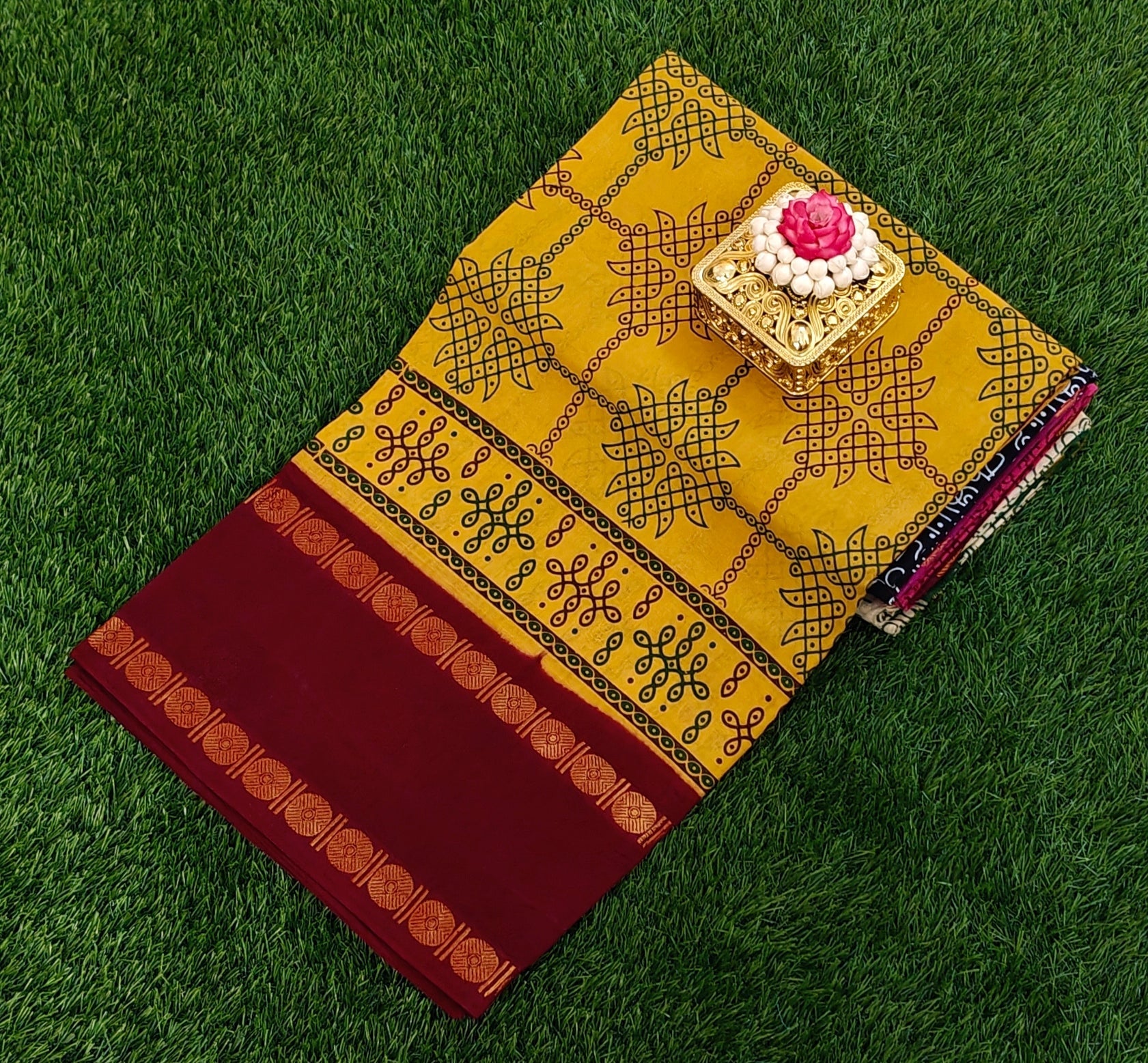 Plain and Printed Zari Border Sarees