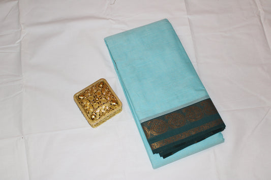 Light Aqua Blue Cotton Saree