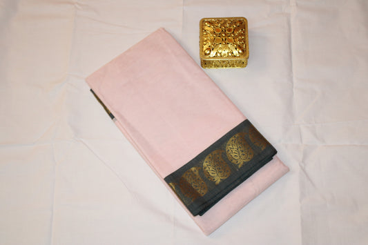 Blush Pink – Timeless Charm with Zari Paisley Border
