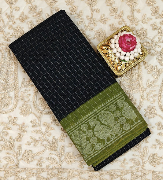 Sungudi silver zari kattam sarees