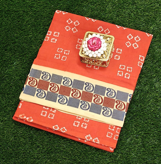 Threadwork border sungudi cotton saree