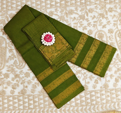 Olive green – Sungudi plain Saree