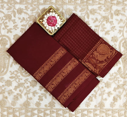 Maroon Majesty – Sungudi plain Saree