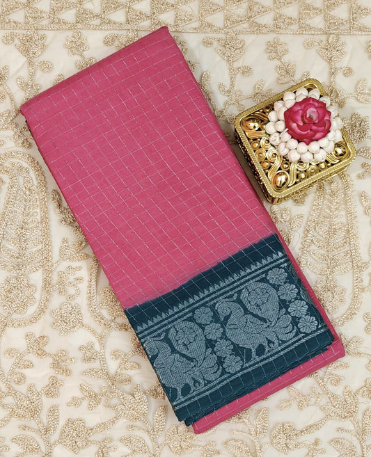 Silver zari kattam saree