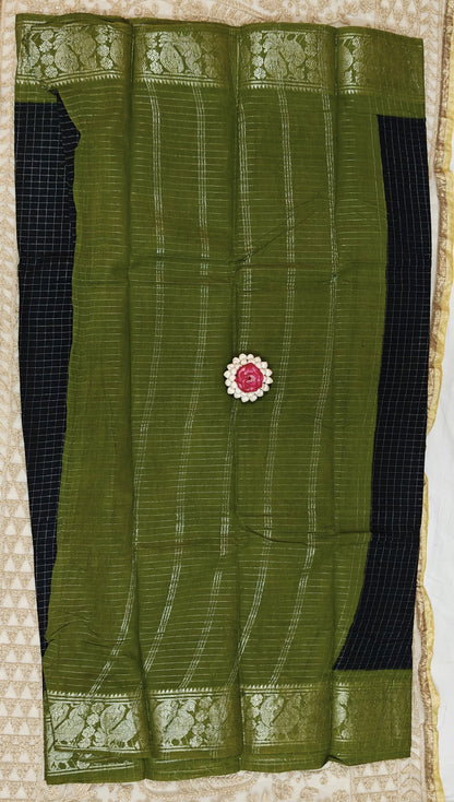 Sungudi silver zari kattam sarees