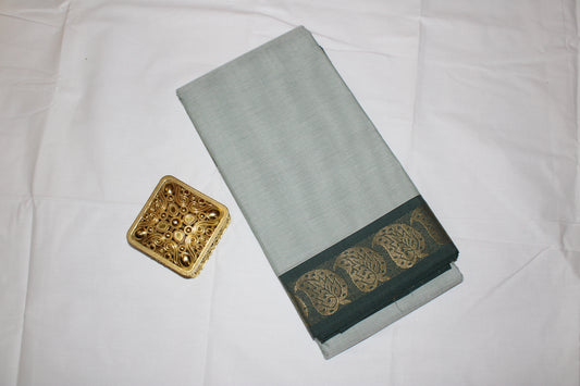 Sage Green Saree with Antique Zari Motif Border