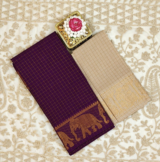 Traditional zari kattam saree